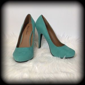 Mint Green Suede Platform Heels